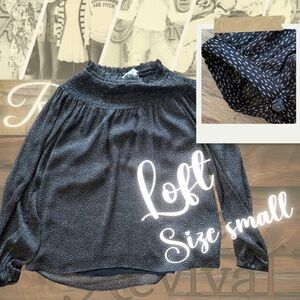 LOFT Black & Tan Dot Blouse – Pre-Loved Chic Women’s Top Size S